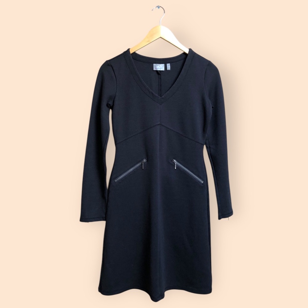 Athleta Celebration Dress Black Ponte Knit Athleisure Long Sleeve Women’s XS